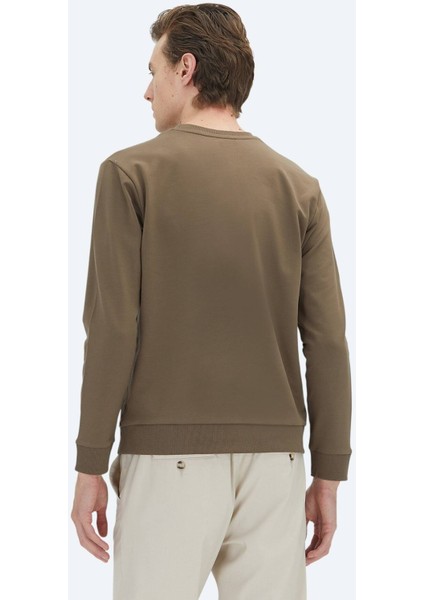 Kahverengi Bisiklet Yaka Sweatshırt