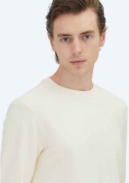 Ekru Bisiklet Yaka Sweatshırt