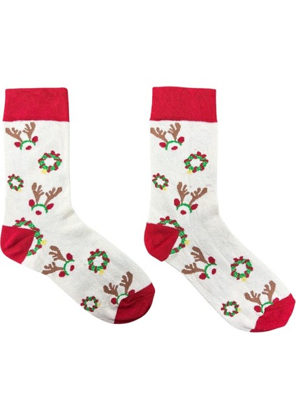 KREM KIRMIZI GEYİK SOKET ÇORAP