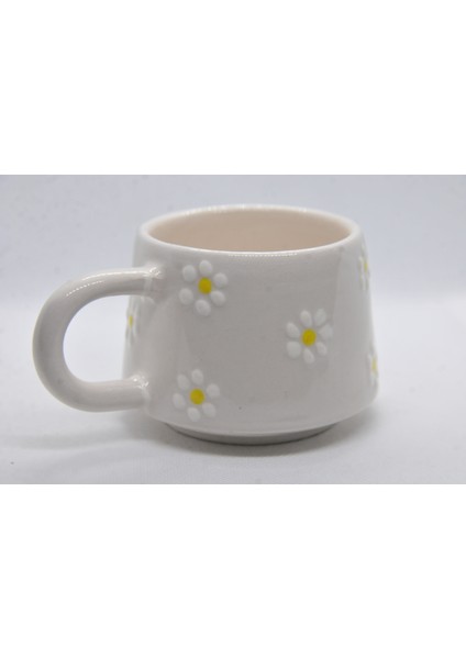 Papatya Desen El Yapımı Kupa Bardak Kahve Çay Fincanı Seramik Kupa Mug modelleri