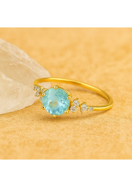 14 Ayar Altın Minimal Akuamarin Yüzük fiyatları