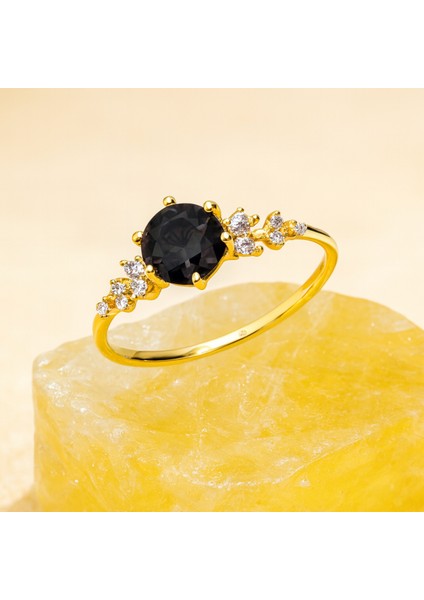 14 Ayar Altın Minimal Siyah Oniks Yüzük