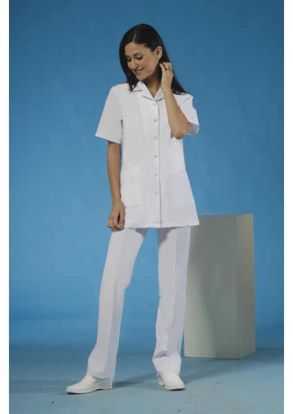 Önlük Kısa Boycekey Yaka Kısa Kol Bayan