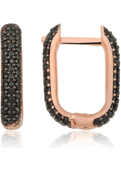 Gümüş Çift Taraflı Siyahtaşlı J Bayan Küpe