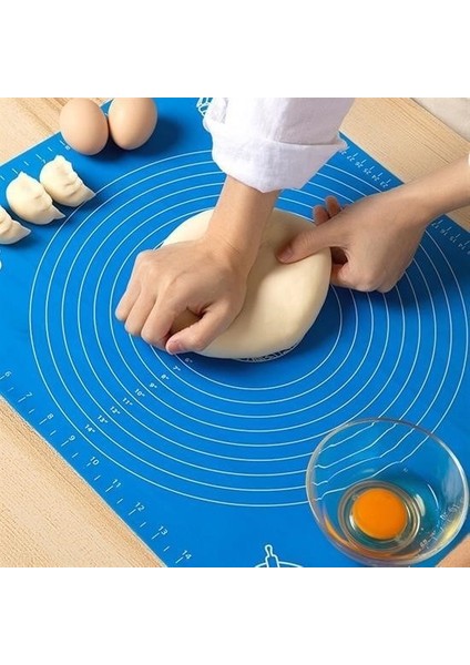 Jetsepet® 40*50 cm Silikon Ölçekli Kullanımı Kolay Hamur Açma Matı Ekmek Mantı Makarna Hamuru Yoğurma