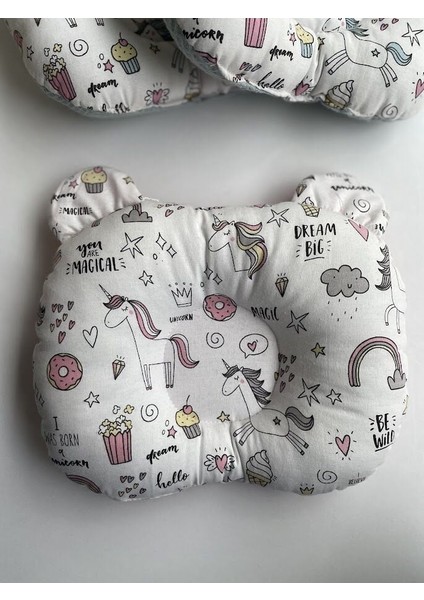 Koyu Pembe Dama Unicorn Poplin Düz Kafa Yastığı