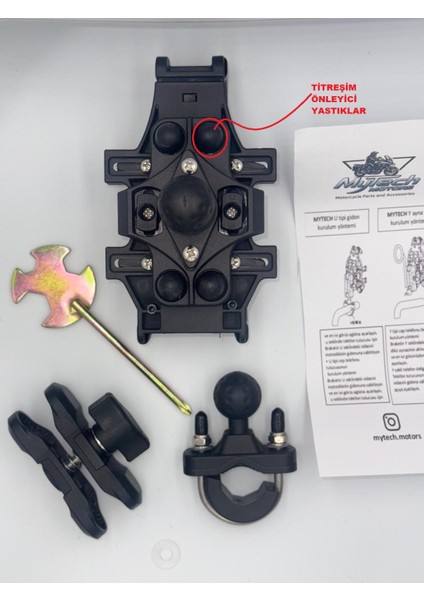 Progrıp – Titreşim Önleyicili Motosiklet Telefon Tutucu (Ayna Bağlantılı) modelleri