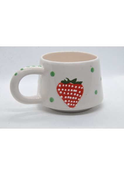 Çilek Desenli El Yapımı Seramik Kupa Kahve Çay Fincanı Kupa Mug modelleri