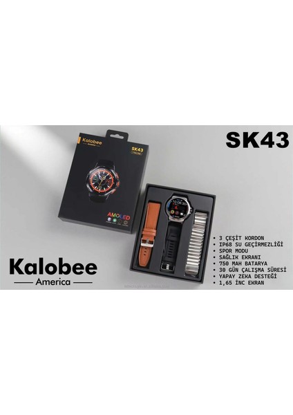 SK43 Amoled Ekran 1,65 Inc 3 Kordonlu Akıllı Saat fırsatları