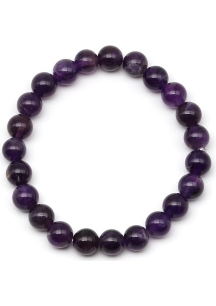 Ametist Doğal Taş Bileklik 8 mm Küre Kesim