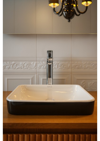 Water Jewels Kare Çanak Lavabo 40 cm Sedef Beyaz- Siyah modelleri