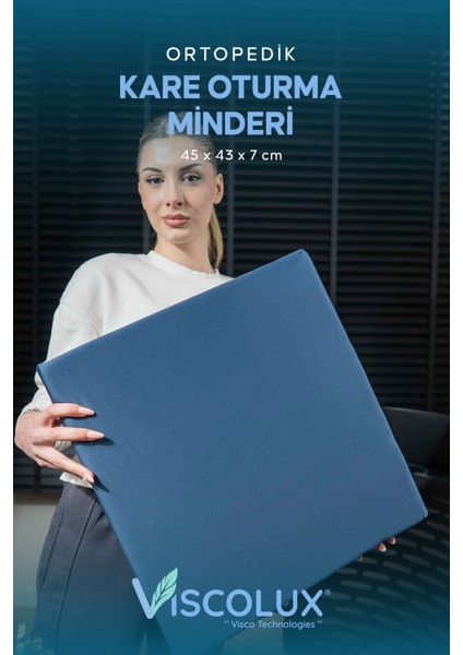 Rahat Oturma Minderi Kare Ortopedik Mavi Tekerlekli Sandalye ve Ofis Için