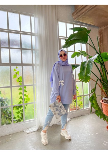 Taşlı Kurdele Modal Tunik fiyatları