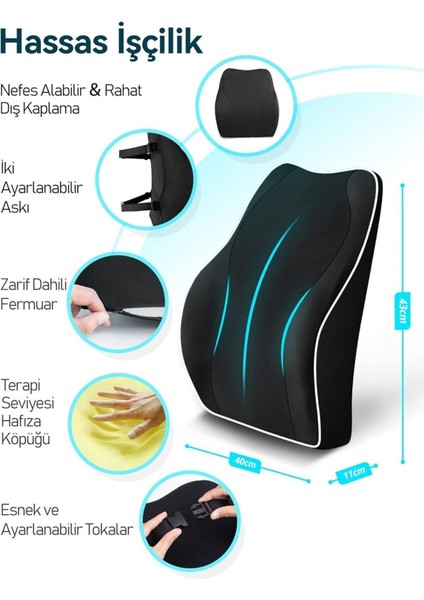 Konforlu Ortopedik Bel Yastığı Sırt Minderi Araç Destekliği