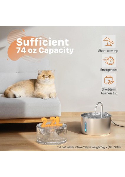 Sensörlü 2.2 L Göstergeli Paslanmaz Çelik Kedi Köpek Için Su Pınarı Su Çeşmesi Su Sebili S12 fırsatları