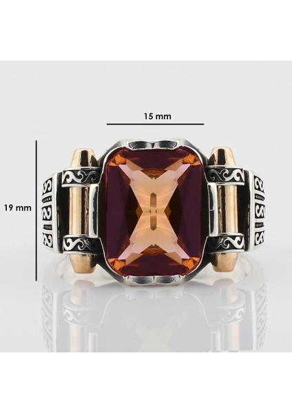 925 Ayar Gümüş Zultanit Taşlı Renk Değiştiren Mermi Desenli Erkek Yüzük fiyatları