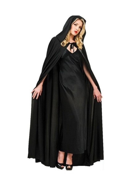 Siyah Renk Kapşonlu Pelerin