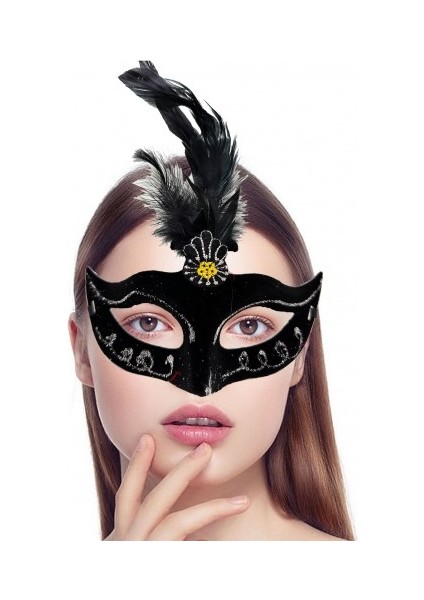 Siyah Tüylü Süet Parti Maskesi fiyatları