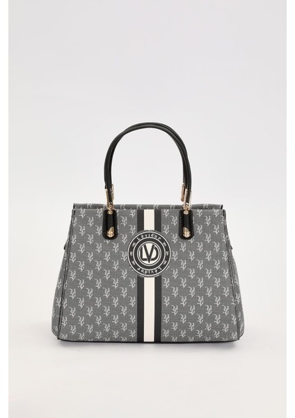 Siyah Monogram Desenli El Çantası