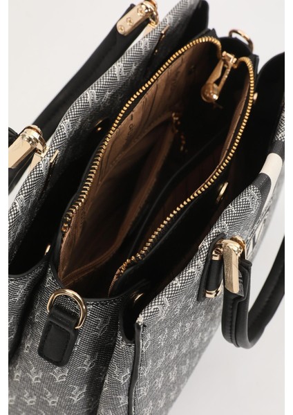 Siyah Monogram Desenli El Çantası modelleri