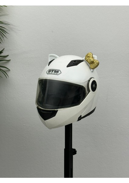 Motor & Motosiklet Gold Fiyonklu Beyaz Kedi Kulak Kask Dış Aksesuarı fiyatları