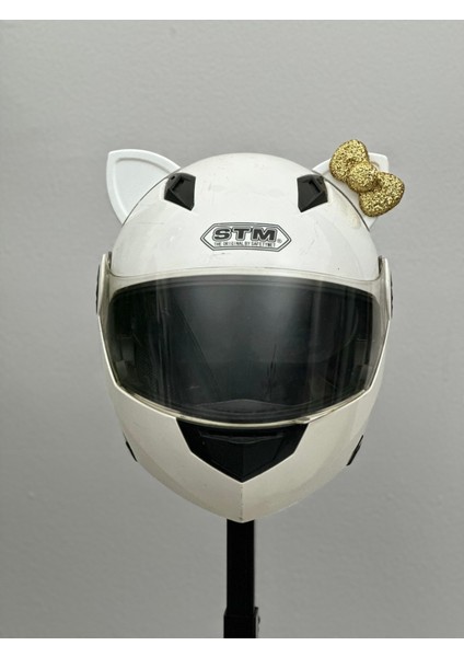 Motor & Motosiklet Gold Fiyonklu Beyaz Kedi Kulak Kask Dış Aksesuarı fırsatları