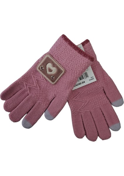 Spteks Kitti 9-12 Yaş Garson Kız Pembe Renk Kalp Arma Figürlü ve Desenli Kışlık Örme Eldiven fırsatları