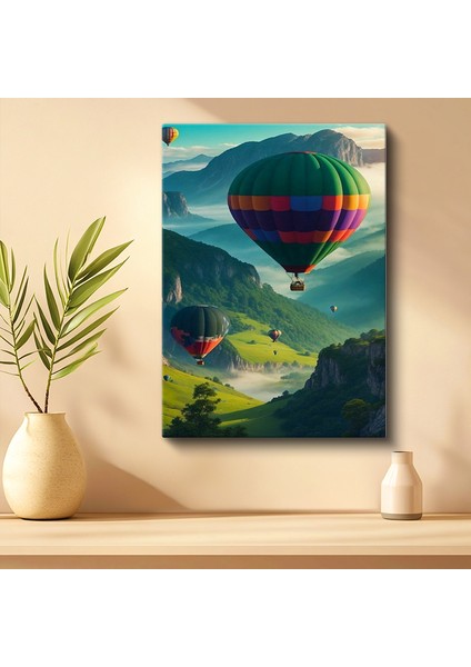 Tekli Dikey Kanvas Tablo Balon Vadi Üzerinde Sisli Manzara Uçan Balon Manzara Tabloları Ev Ofis Salon Duvar Dekoru fiyatları