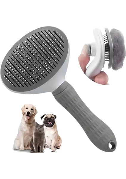 Otomatik Temizlenen Tüy Toplama Tarağı – Basmalı Mekanizmalı Kedi & Köpek Tarağı