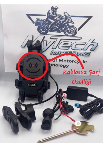 Kablosuz Şarjlı Motosiklet Telefon Tutucu – Wireless Şarj, Titreşim Önleyici, 360° Döner Alüminyum Gidon Aparatı fiyatları