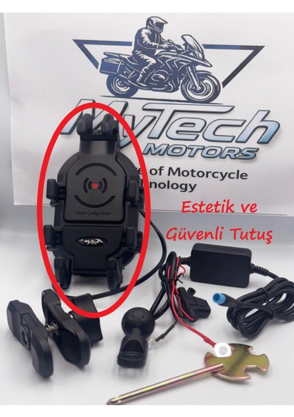 Kablosuz Şarjlı Motosiklet Telefon Tutucu – Wireless Şarj, Titreşim Önleyici, 360° Döner Alüminyum Gidon Aparatı modelleri