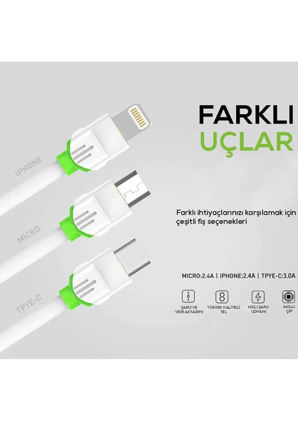 Beyaz LS32 Type-C USB Kablo modelleri