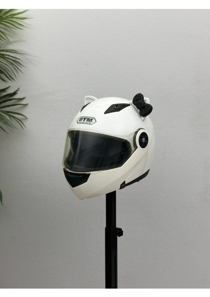 Motor & Motosiklet Siyah Fiyonklu Beyaz Kedi Kulak Kask Dış Aksesuarı fiyatları