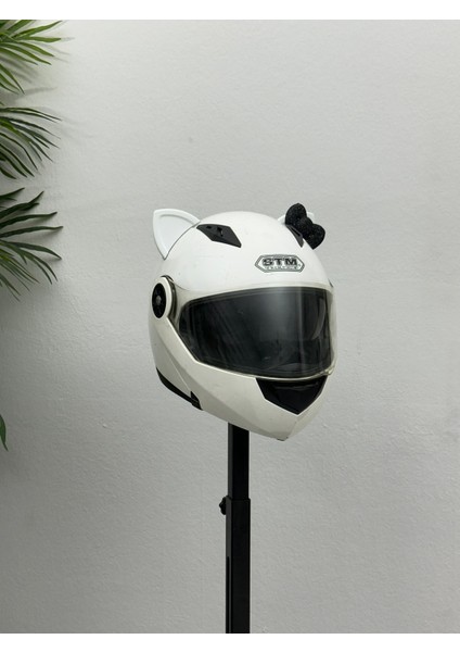 Motor & Motosiklet Siyah Fiyonklu Beyaz Kedi Kulak Kask Dış Aksesuarı fırsatları