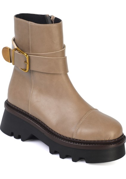Giselle Trak Tabanlı Metal Tokalı Yandan Fermuarlı Kadın Uzun Bot