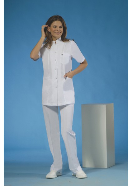 Önlük Kısa Boy Hakim Yaka Kısa Kol Bayan