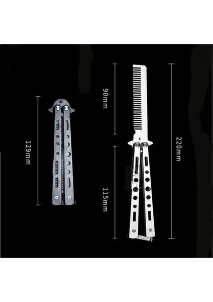 Gri Katlanabilir Paslanmaz Çelik Kelebek Bıçak Tarak Sakal Bıyık Fırçası Profesyonel Saç Kesimi Için Tarak (5148) fırsatları