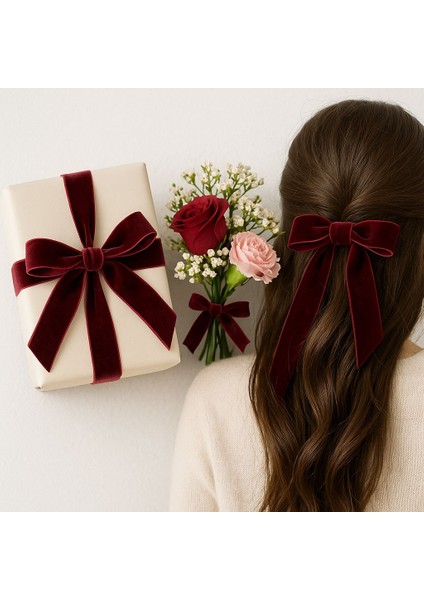 2.5 cm Düz Kadife Şerit – Bordo – 5 Metre Premium Tekstil Aksesuarı fırsatları