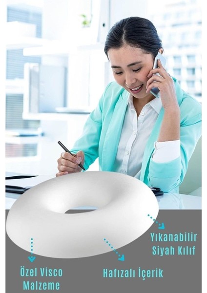 Konforlu Yuvarlak Oturma Minderi, Koltuk ve Kuyruk Sokumu Destekli