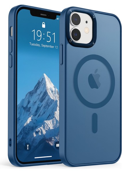 Apple iPhone 12/12 Pro Kılıf Magsafe Wireless Şarj Özellikli Kamera Detaylı Mat Silikon Kapak