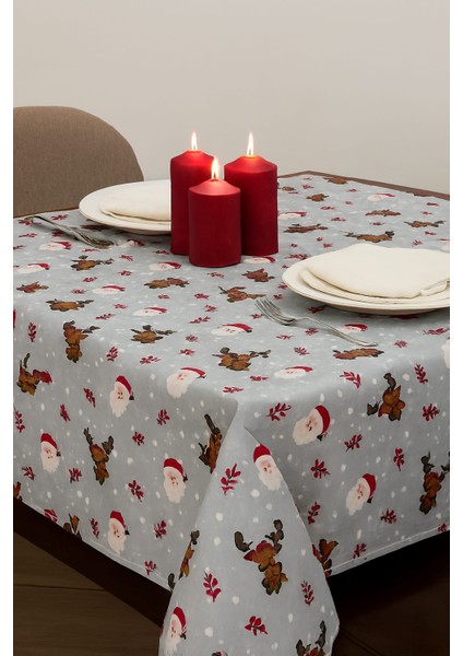 “noel Gecesi” Duck Kumaş Masa Örtüsü – Suya Dayanıklı, Festive Desenli