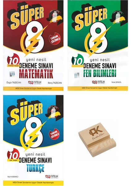 Nitelik Lgs 8. Sınıf Süper Matematik Fen ve Türkçe 3lü Deneme Seti + Telefon Standı