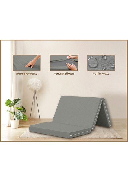 Katlanabilir Kanvas Yatak Minderi, Fermuarlı ve Rahat 6cm
