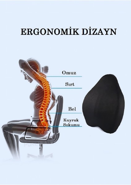 Konforlu Visco Elastik Bel ve Sırt Destek Minderi, Ev ve Ofis Kullanımı