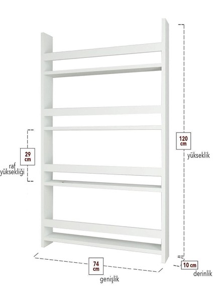 %100 Mdf 4 Raflı 120 x 74 cm Genel Kullanım Amaçlı Kitaplık Baharatlık Kahve Köşesi Raf Stand fırsatları