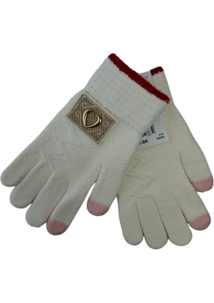 Spteks Kitti 9-12 Yaş Garson Kız Krem Renk Kalp Figürlü ve Desenli Kışlık Örme Eldiven fırsatları