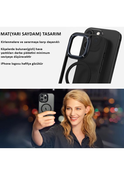Apple iPhone 12/12 Pro Kılıf Magsafe Wireless Şarj Özellikli Kamera Detaylı Mat Silikon Kapak fırsatları