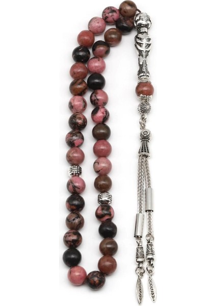 Rodonit Doğal Taş Tesbih 8 mm Küre Kesim 33'lü