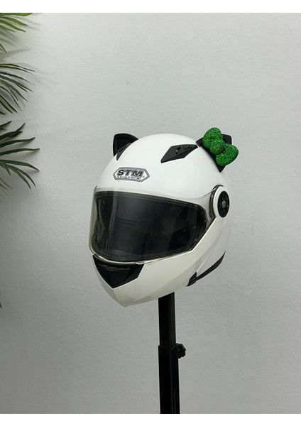Motor & Motosiklet Yeşil Fiyonklu Siyah Kedi Kulak Kask Dış Aksesuarı modelleri