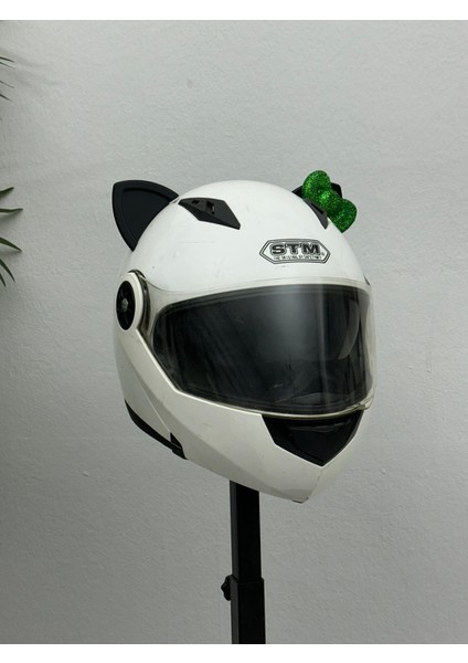 Motor & Motosiklet Yeşil Fiyonklu Siyah Kedi Kulak Kask Dış Aksesuarı fırsatları
